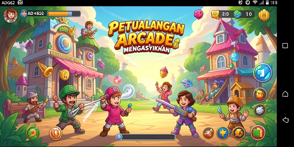 Tampilan gameplay menantang dan penuh warna dalam ADG62.