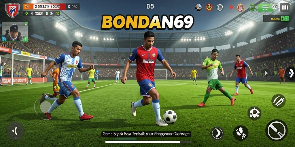 Screenshot gameplay BONDAN69 menampilkan aksi pertandingan sepak bola yang menarik.