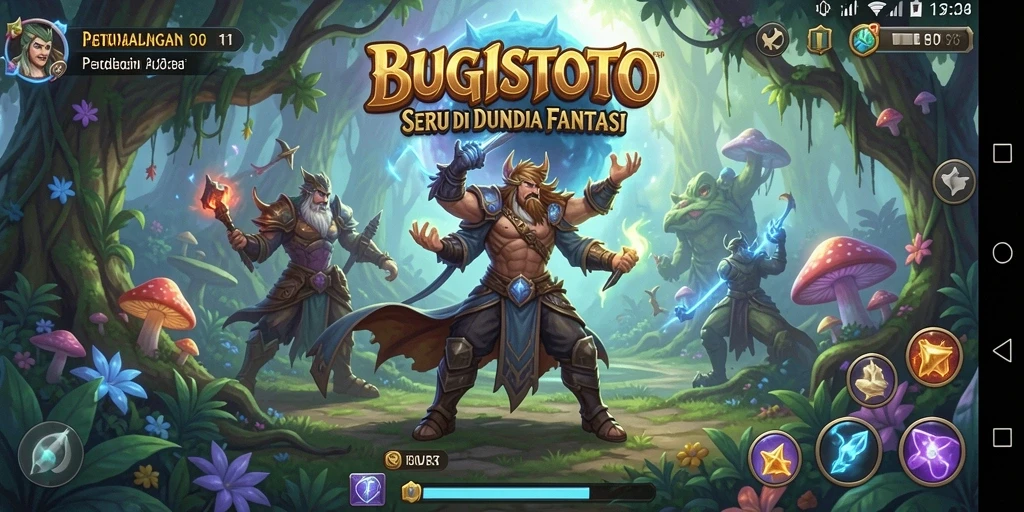 Tampilan gameplay seru di dunia fantasi BUGISTOTO.