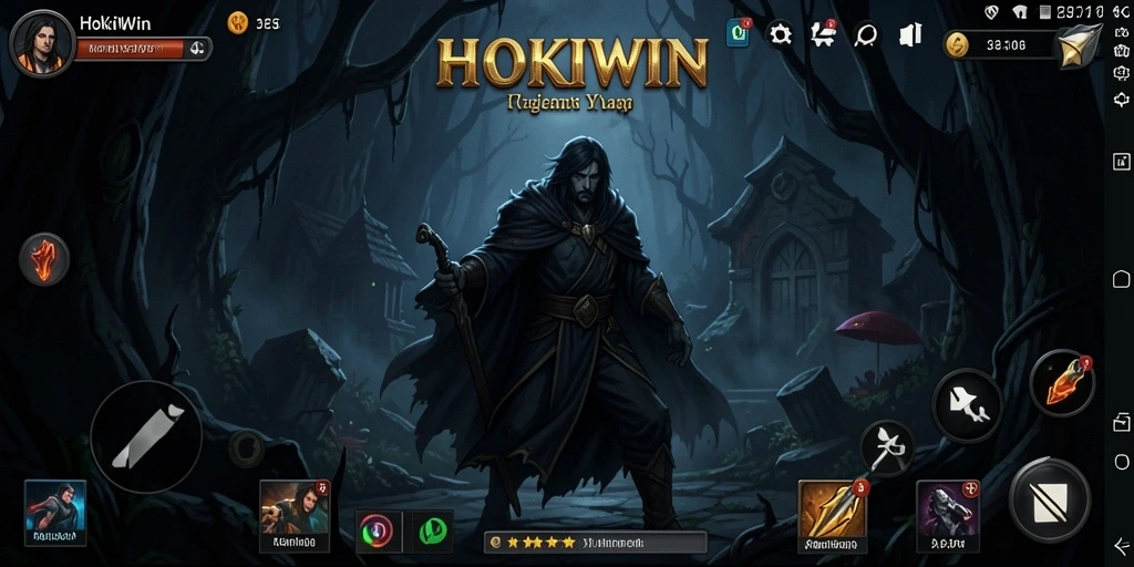 Screenshot gameplay HOKIWIN menampilkan suasana horor yang mencekam.