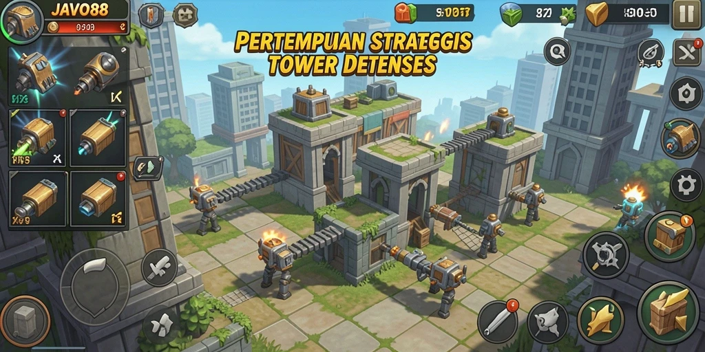 Tampilan menegangkan gameplay <strong>JAVO88</strong> di Tower Defense.