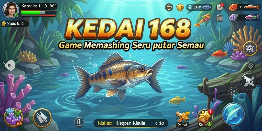 Screenshot gameplay KEDAI168 menunjukkan aksi seru saat memancing di laut.