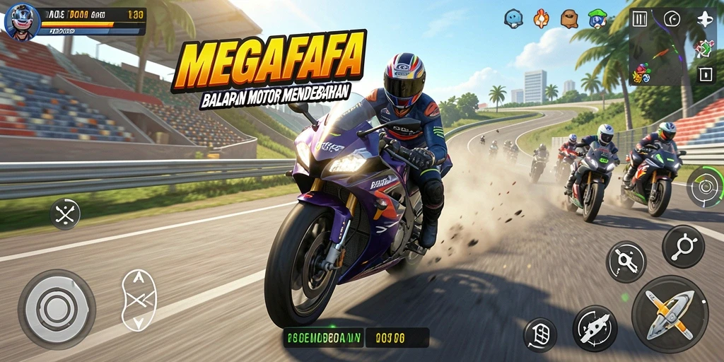Gameplay seru dengan balapan motor yang menegangkan.