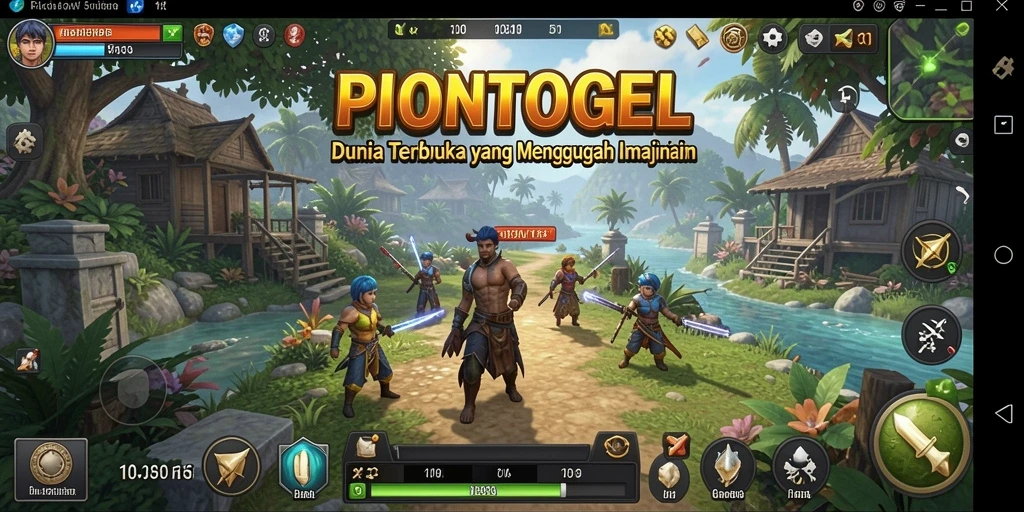 Gameplay PIONTOGEL yang menampilkan eksplorasi dunia terbuka.
