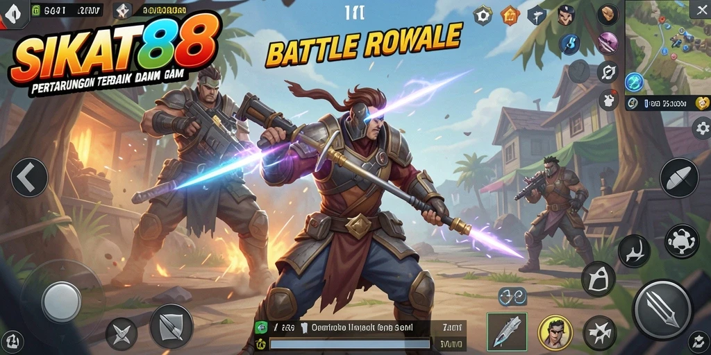 Gameplay seru SIKAT88 dalam pertempuran Battle Royale.