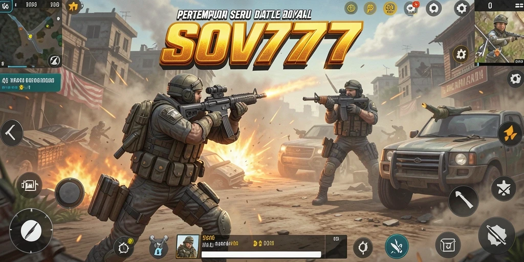 Screenshot menampilkan aksi pertempuran seru dalam SOV777.