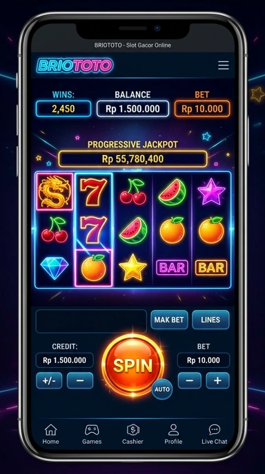 Screenshot aplikasi briototo menampilkan berbagai pilihan kategori aplikasi.